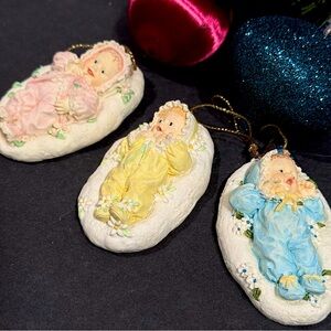 Ashton-Drake Heirloom Ornaments "Meagan Rose" "Daisy Anne" "Morning Glory" Vtg